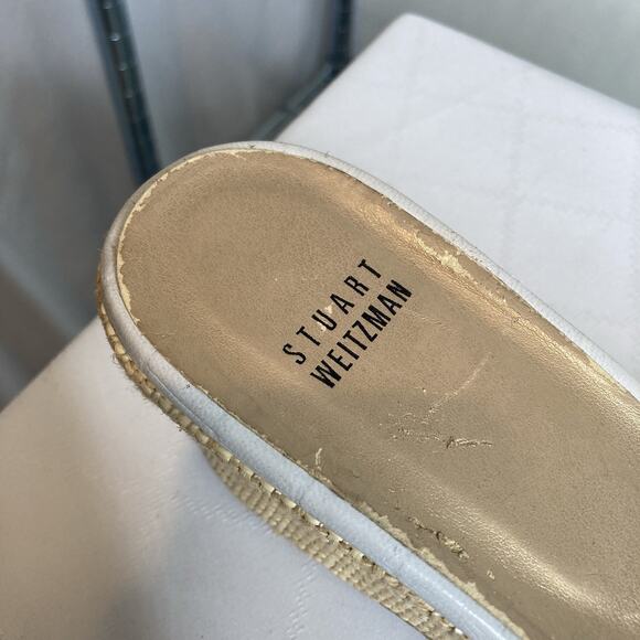 Stuart Weitzman Women's Raffia Wedge Sandals Size 9.5M Beachy Resort Boho Croc - Picture 3 of 8